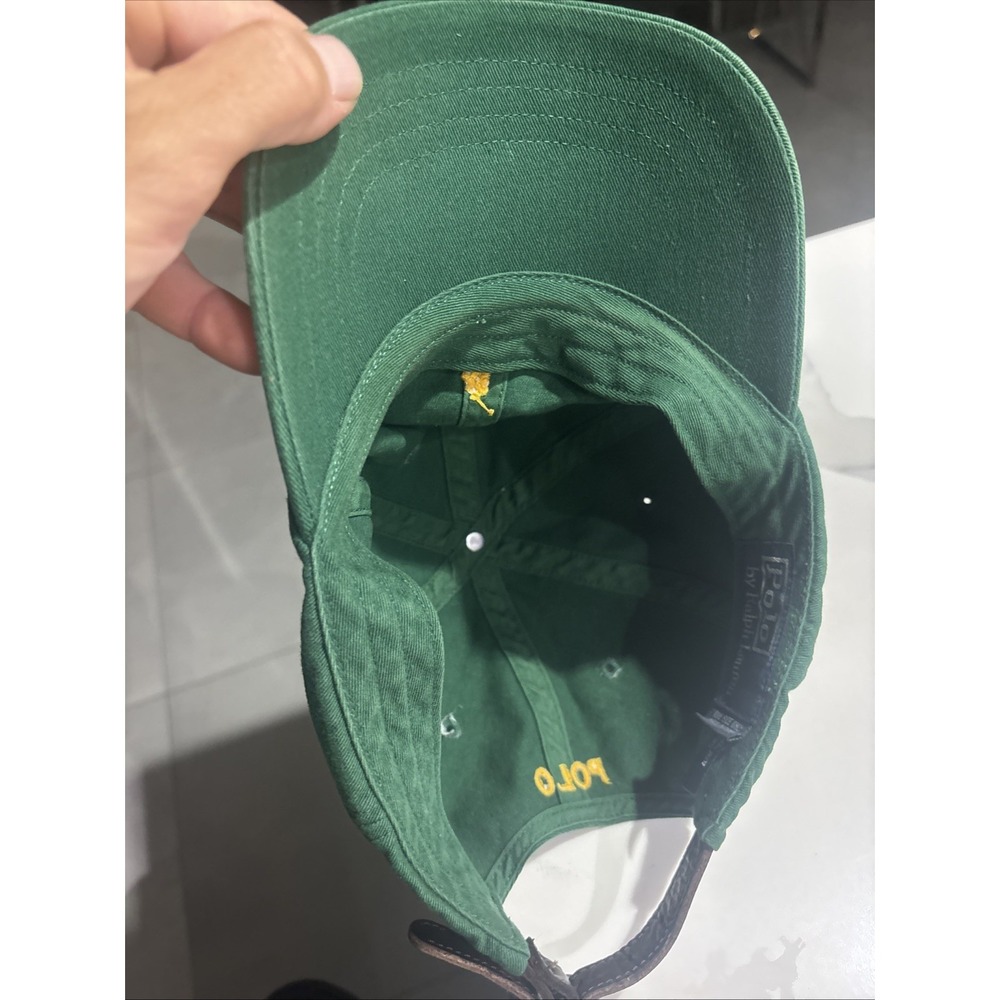 polo ralph lauren hat cap vintage Green Leather Strap - Picture 3 of 5